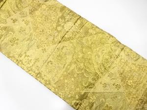 アンティーク　佐賀錦　切りばめ風　草花模様織り出し袋帯（材料）